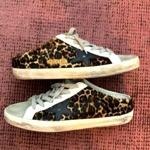 Golden Goose leopard print faux fur slip on sneakers EU40